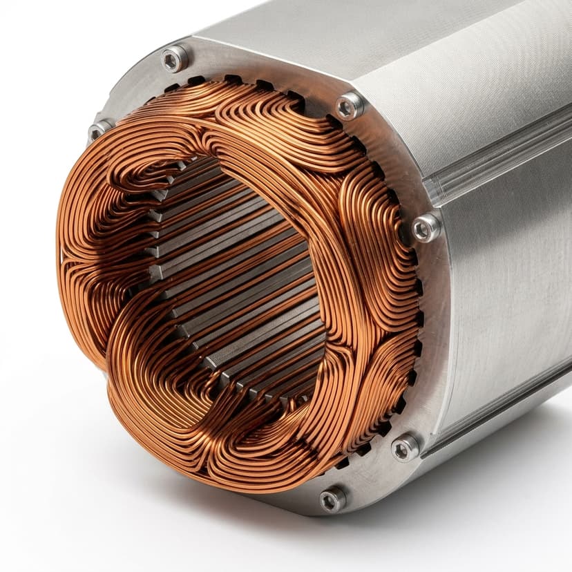 Flat copper stator winding detail for OEM electric motor manufacturing